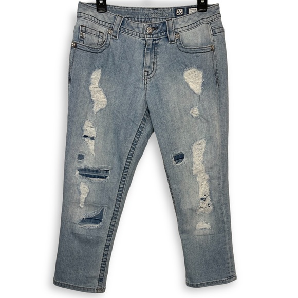 Miss Me Denim - Miss Me Boyfriend Capri Jeans Distressed Light Wash Size 26